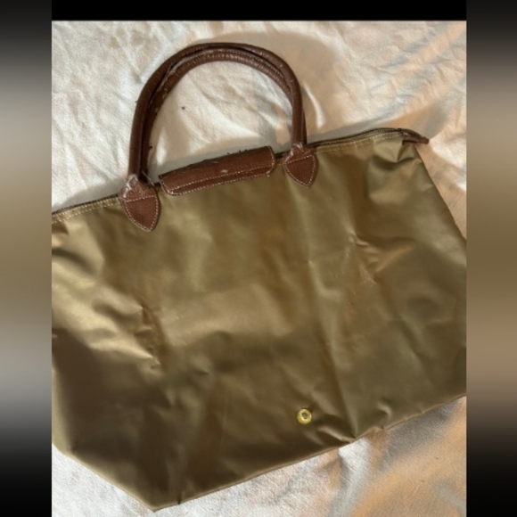 Longchamp large Le Pliage large olive green brown handbag purse tote bag - Picture 4 of 9